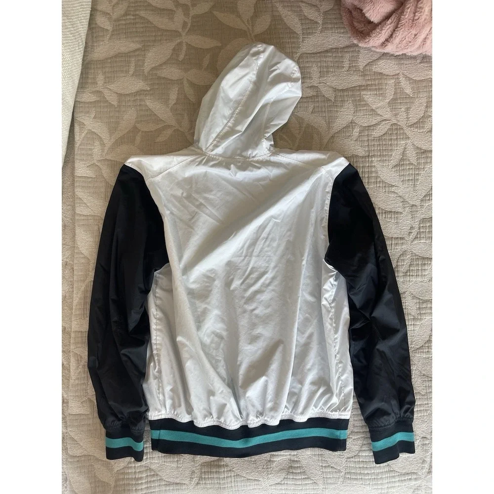 Jordan Jumpman Hooded Windbreaker Jacket Men's Large White Black Teal Mesh Lined